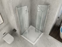 Scheda Box doccia in cristallo 8 mm frameless due lati con due porte a libro soffietto Easyclean