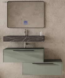 Scheda Mobile Bagno Mobile bagno Sospeso con Top effetto Marmo e Specchio Led Stratos