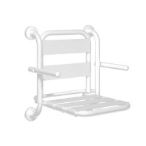 Scheda Sedile Ribaltabile con Schienale e Braccioli Bianco