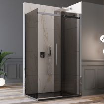 Scheda Box doccia cristallo 8 mm - 2 lati, fisso piu' scorrevole vetro fume' anticalcare