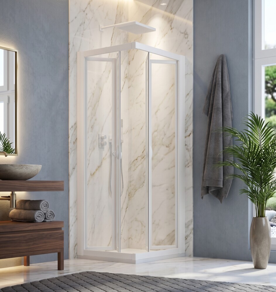 Scheda Cabina Doccia ad Angolo con Doppia Apertura Soffietto Interna Acrilico 2,2mm - Realizzato su misura