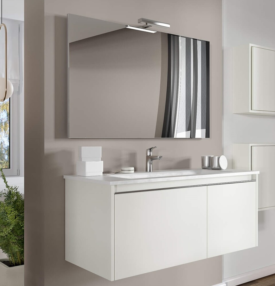 Mobile Bagno Sospeso Cielo in MDF con Lavabo in Ceramica 100 cm