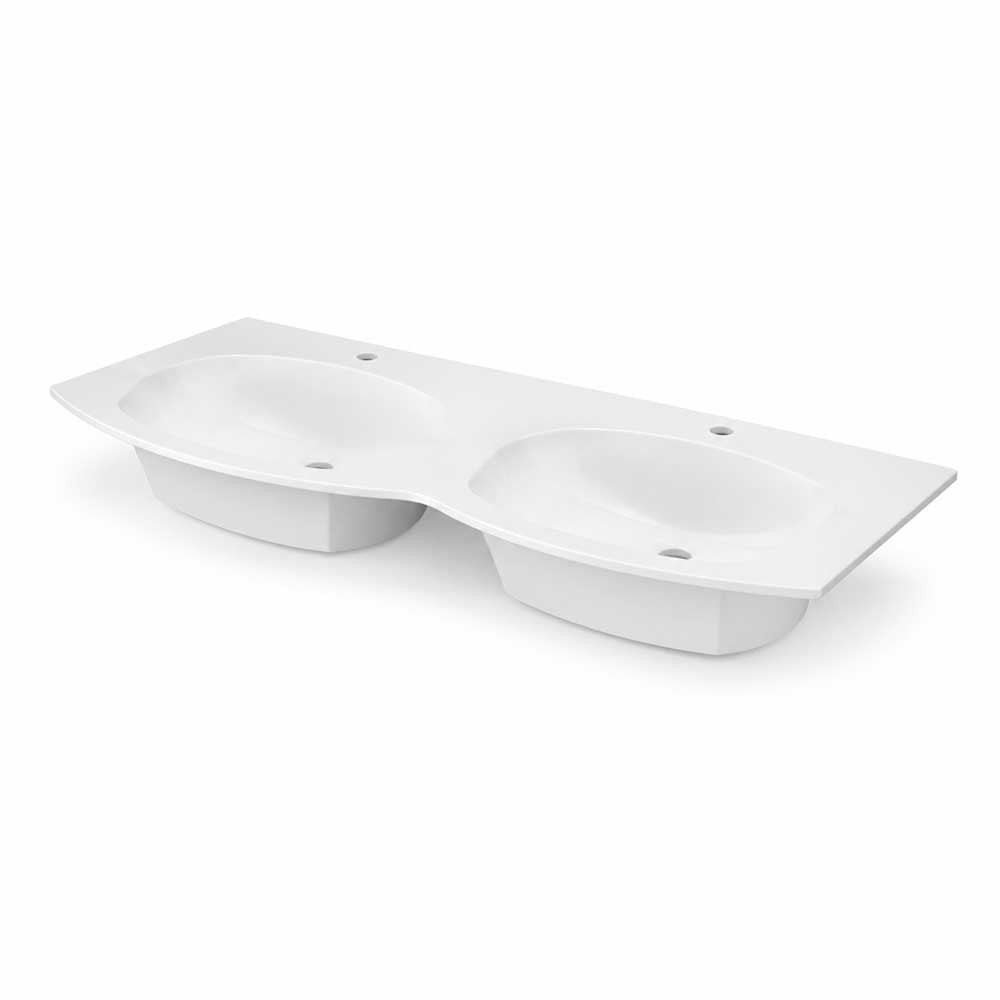 Savini Due Lavabo in Ceramica a Doppia Vasca per Mobile da Bagno
