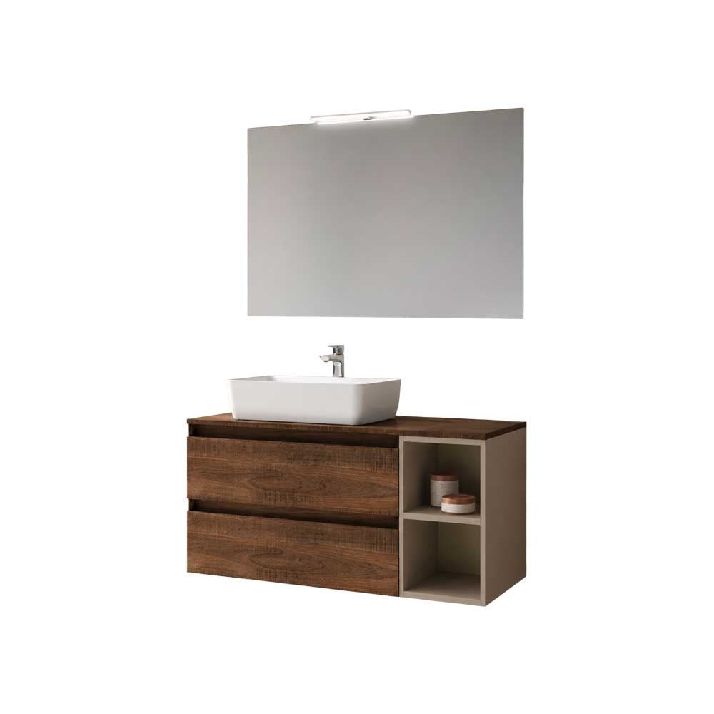 Savini Industria Arredo Bagno Mobile da Bagno Cube3 Base 110 Tabacco