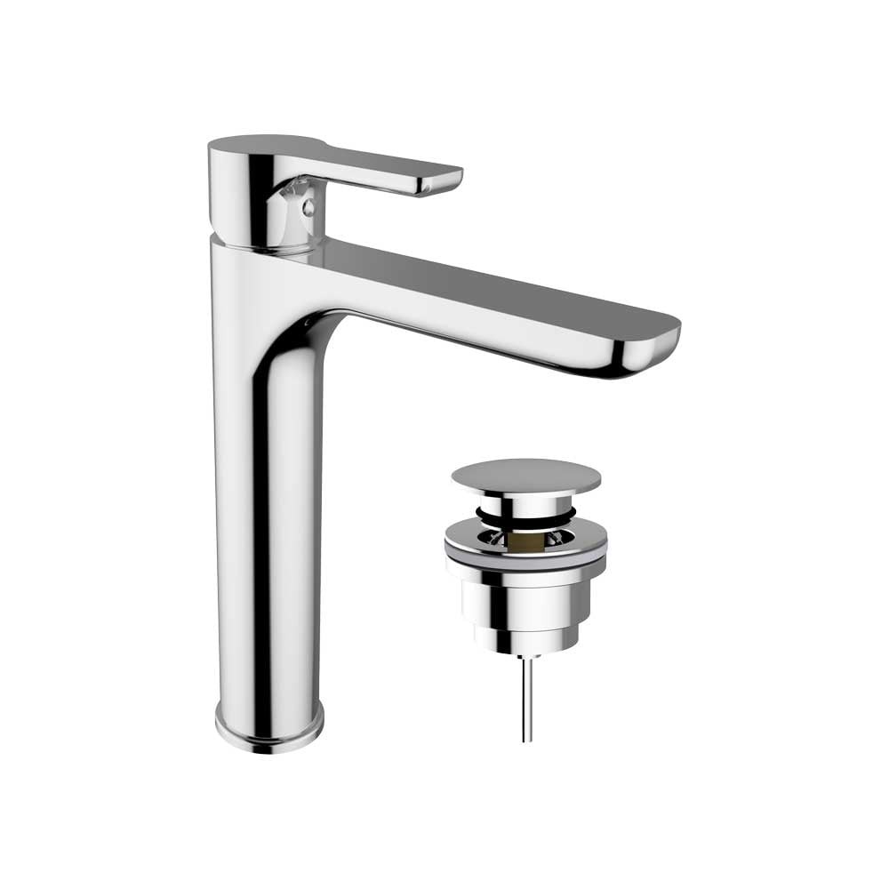 Teorema Miscelatore Lavabo Super Goodlife + Piletta Click Clack Cromo