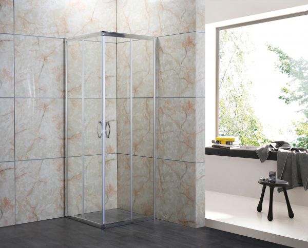 Scheda Box Doccia Cristallo 4 MM Trasparente o Opaco  2 lati Apertura Angolare Scorrevole - Reversibile