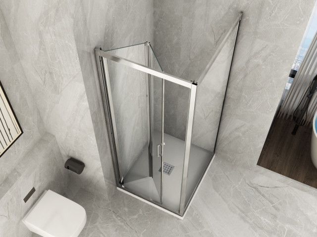 Scheda Box doccia in cristallo 6 mm - Fisso piu' porta a soffietto libro Trasparente o Opaco - Reversibile