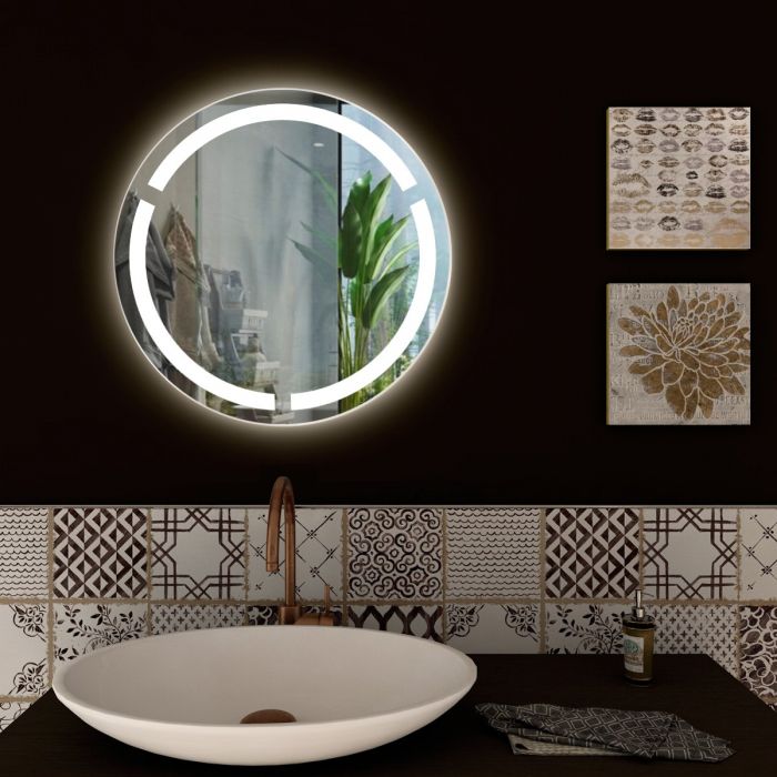 bagno design moderno grande specchio ZENIDA Specchio rotondo con telaio in metallo dorato di alta qualità 60 x 60 cm per corridoio soggiorno e altro ancora 