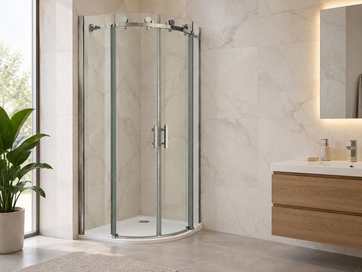 Scheda Box Doccia Semicircolare Cristallo 8 mm Trasparente Doppia Anta Scorrevole
