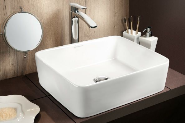 Lavabo bagno da appoggio quadrato 36x36 ceramica