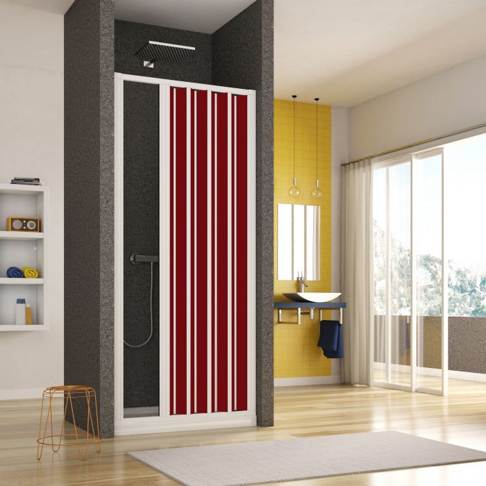 Scheda Box Doccia Nicchia in PVC -1 lato Apertura Laterale a Soffietto Doghe Cieche Vari Colori Reversibile