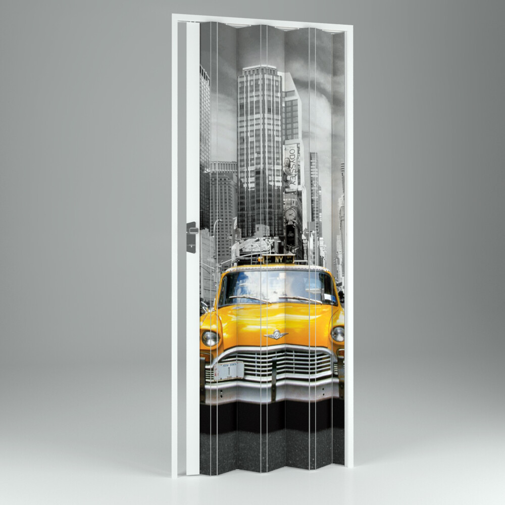 Scheda Kit Fai da te Porta a Soffietto in PVC Stampa Digitale Porta Taxi New York
