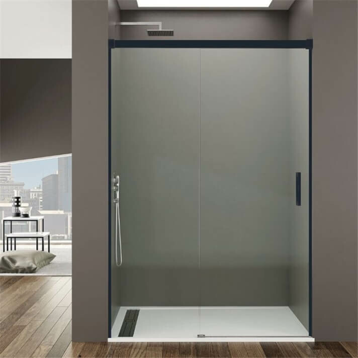 Scheda Box Doccia in Cristallo 6 mm Anticalcare Trasparente 1 Lato - Porta Doccia Scorrevole Nero
