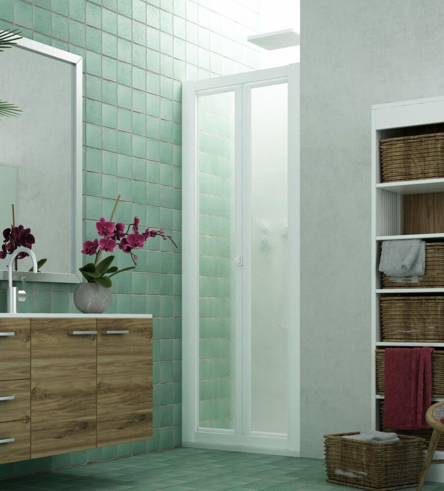 Scheda Cabina Doccia a Nicchia in Acrilico 2.2mm con Apertura Soffietto Libro - Reversibile