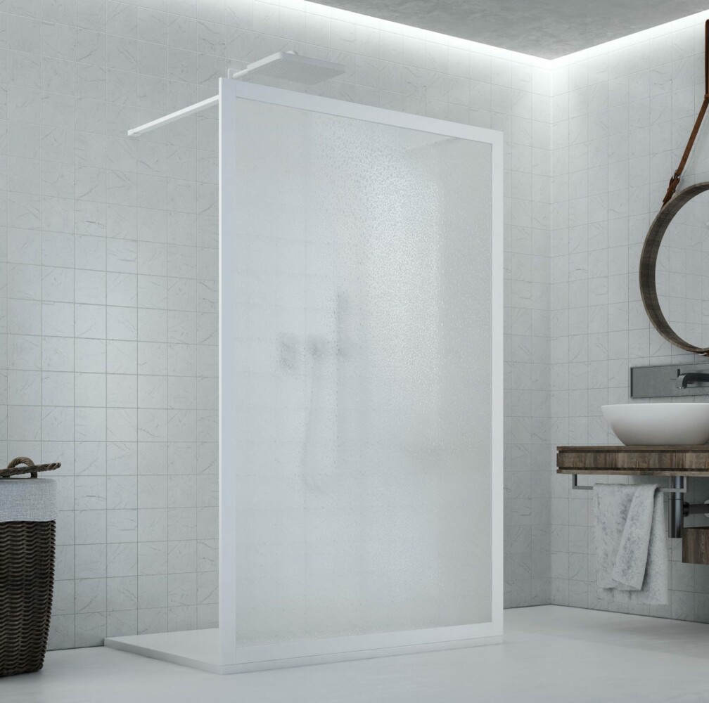 Scheda Parete doccia Walk-In centrale in Acrilico 2.2 MM Telaio PVC Bianco