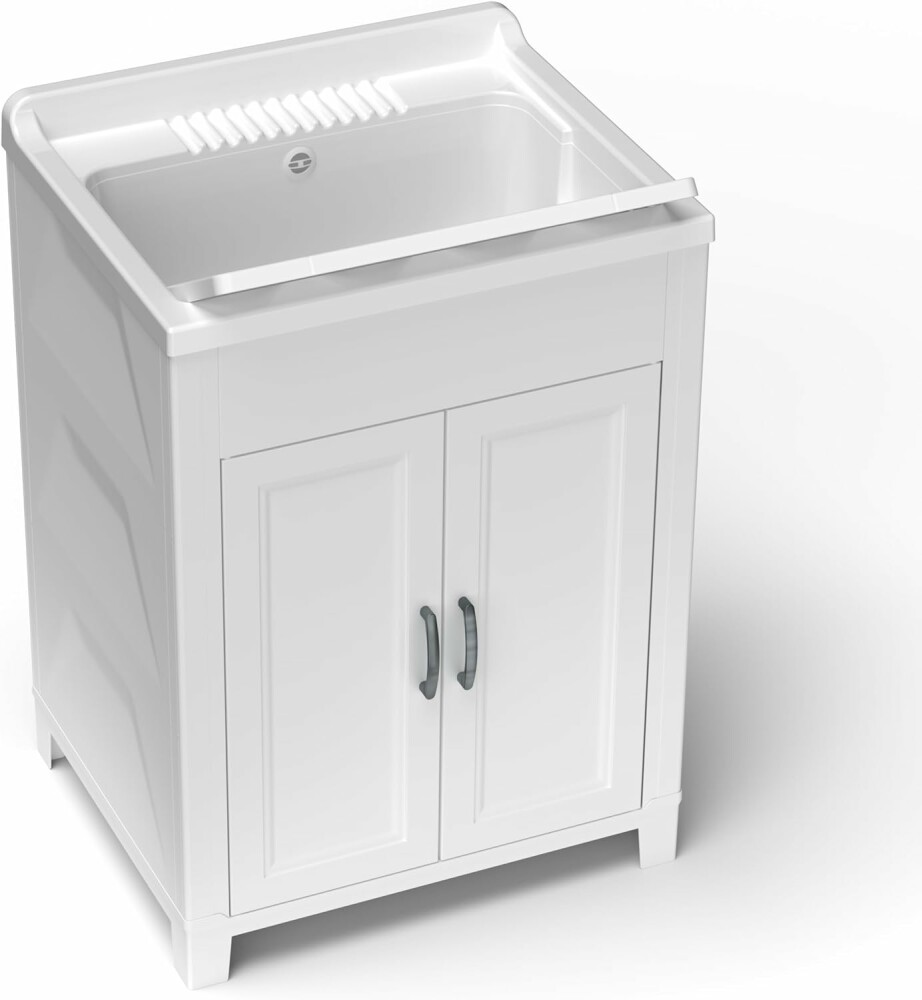 Adventa Mobile Lavatoio in Resina di PP Misure 60L x 50P x 85H cm Bianco