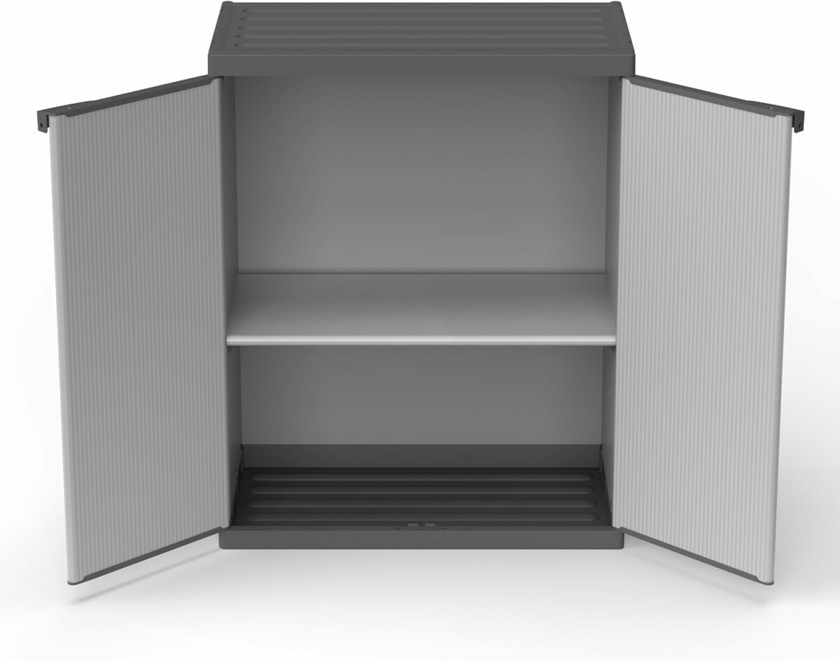 Armadietto in resina di PVC e PP 2 Ante 2 Ripiani Modulare Adatto Esterno Misura: 68L x 40P x 85H