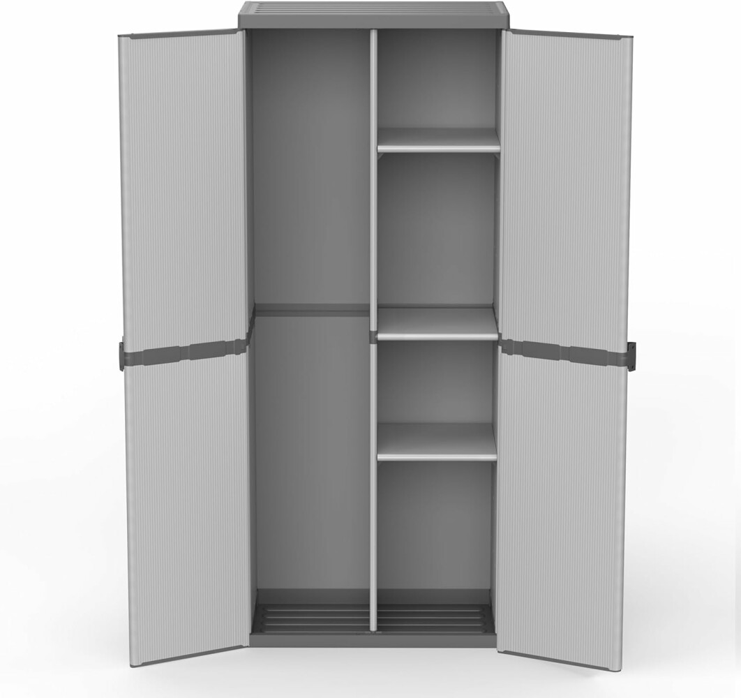 Adventa Armadio Porta Scope in resina di PVC e PP 2 Ante Modulare per Interno e Esterno