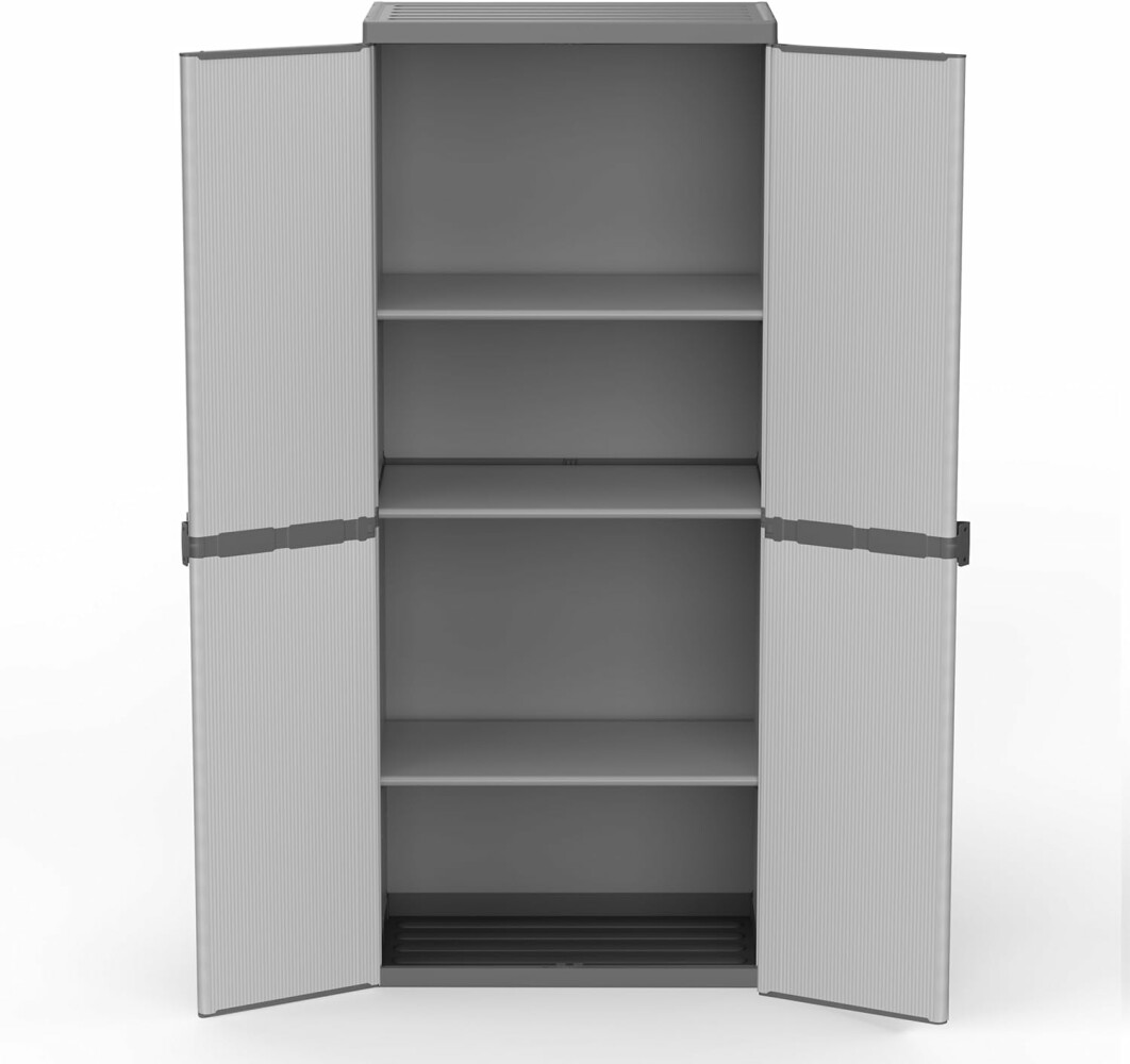 Adventa Armadio in resina di PVC e PP 2 Ante 3 Ripiani Modulare Misura: 68L x 40P x 165H