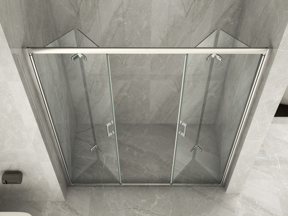 Scheda Box Nicchia Doccia Cristallo 6 MM Frameless 1 Lato Apertura a Libro Centrale Trasparente o Opaco