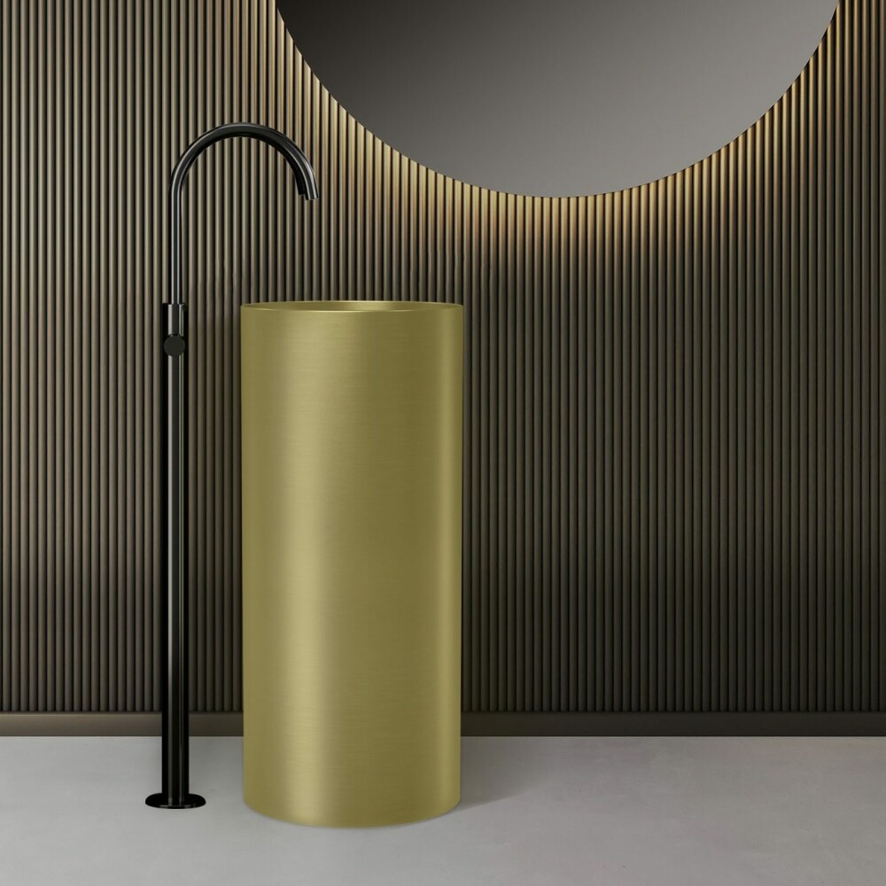 Lavabo da Terra in Acciaio Inossidabile e PVD Colore Oro Misura 37.5 x 37.5 cm