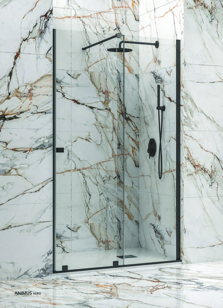 Scheda Box Porta Doccia Scorrevole Frameless Telaio NERO Cristallo 8mm H 200