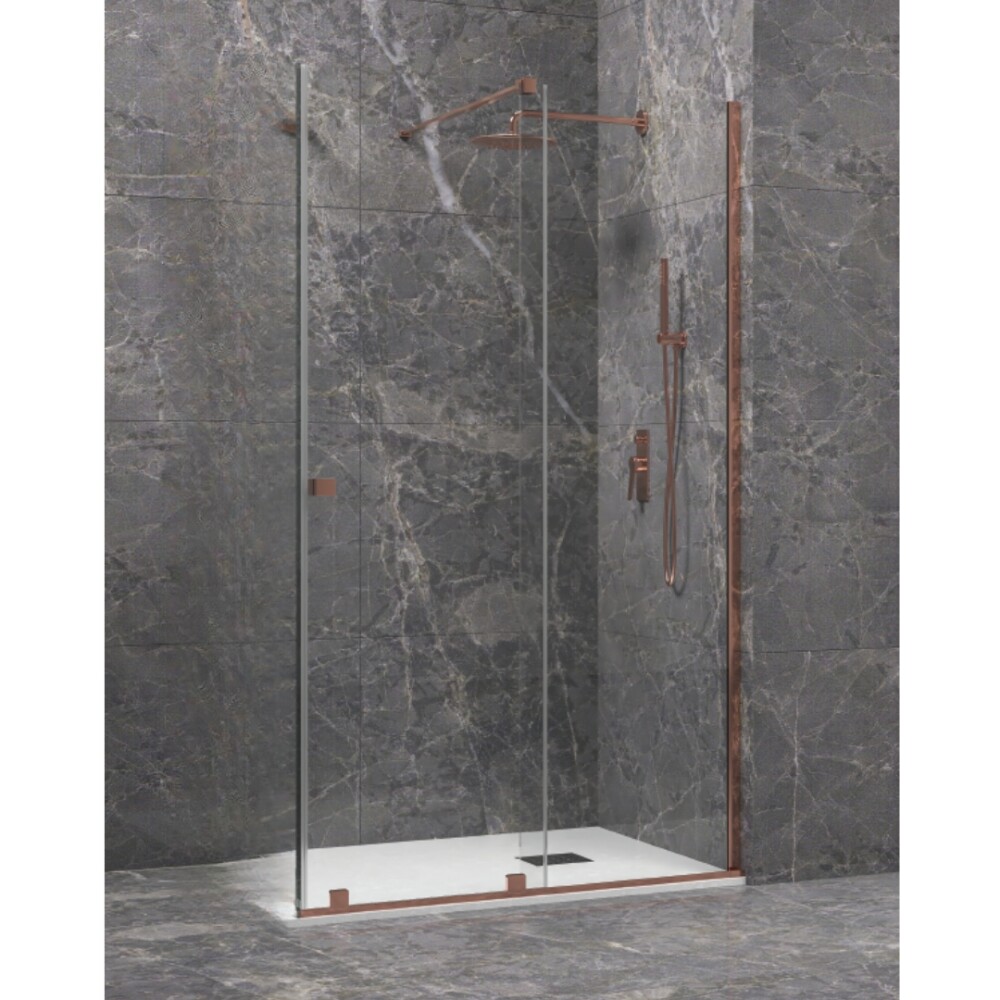 Scheda Box Porta Doccia Scorrevole Frameless Telaio ROSE GOLD  Cristallo 8mm H 200