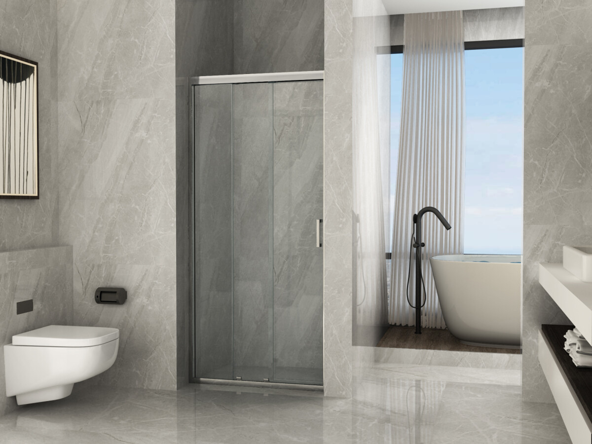 Scheda Box Porta Doccia Nicchia in Cristallo 6 mm Opaco 1 Lato 3 Ante Scorrevoli Reversibile