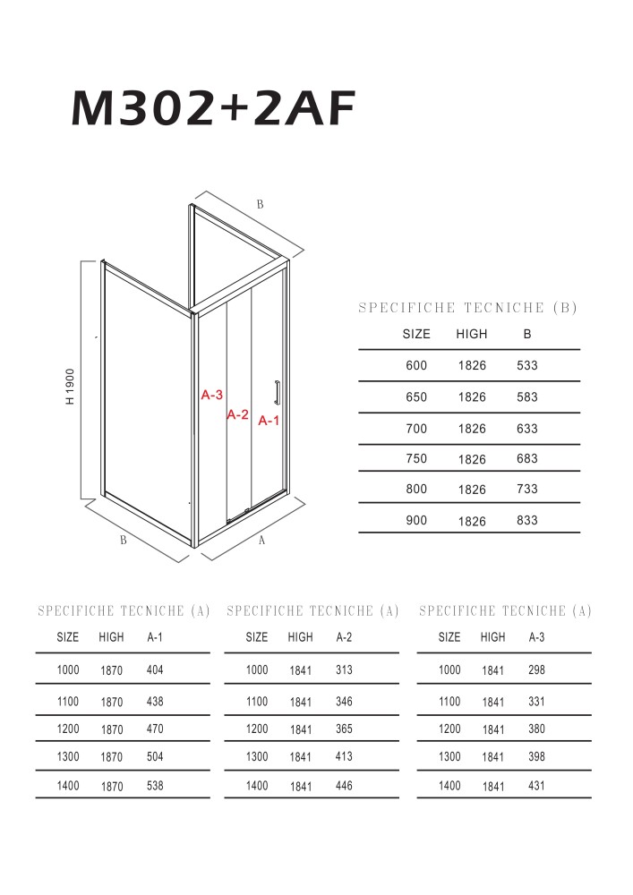 Scheda Box doccia cristallo Trasparente 6 mm 3 lati - 2 fissi piu' porta con 3 ante scorrevoli Reversibile