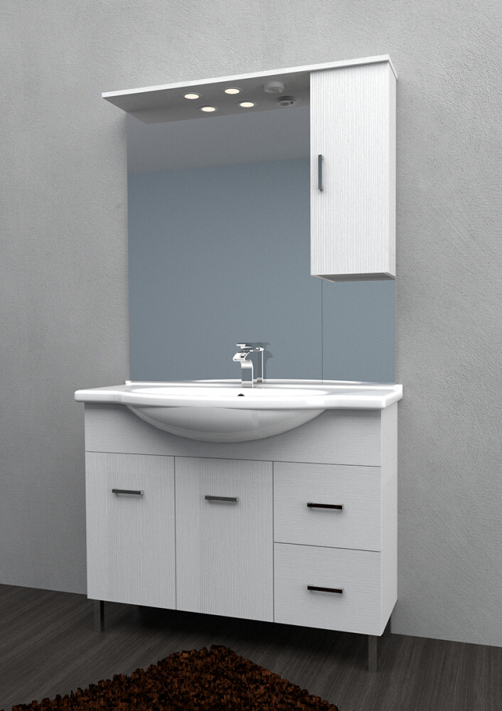 Mobile bagno a terra con piedini - larice bianco 105 cm