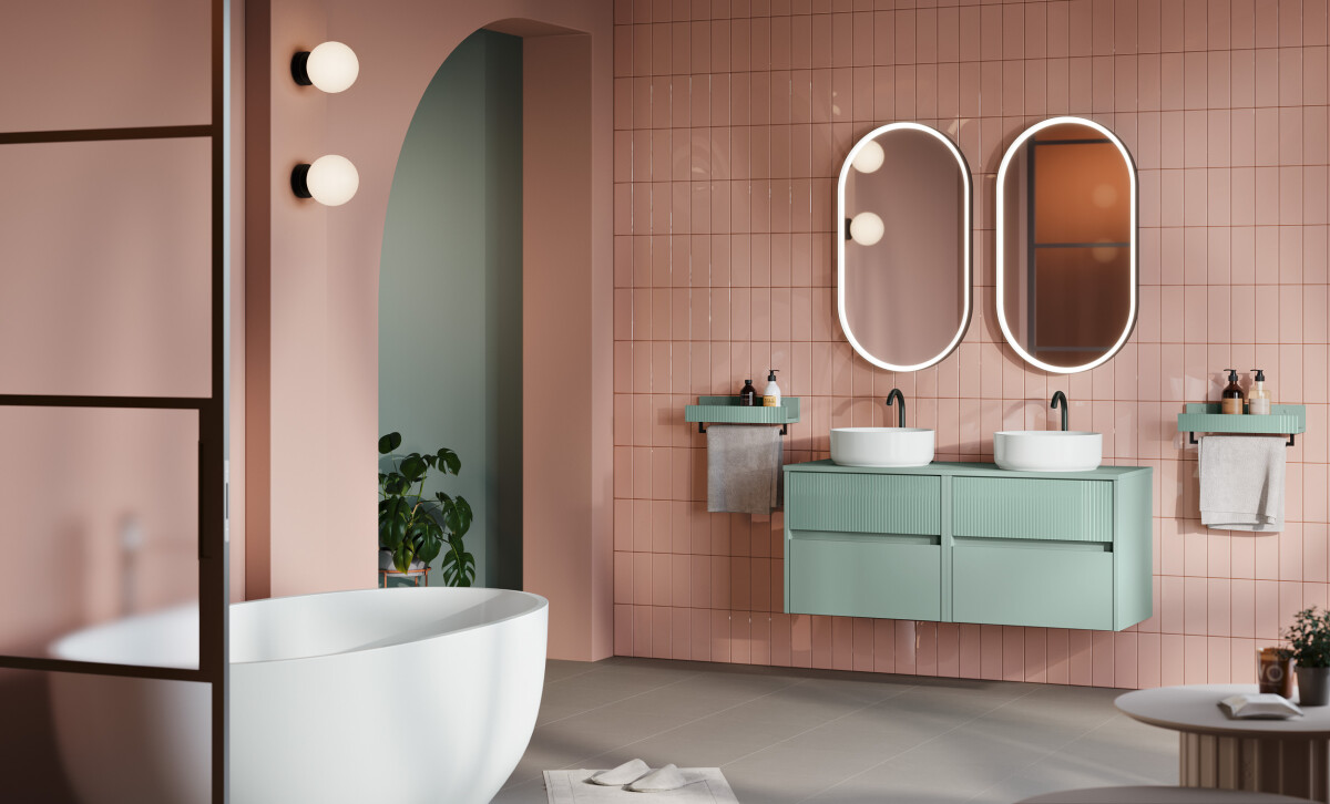 Mobile Bagno Sospeso Niwa 09 Colore Verde Timo 60x46 cm