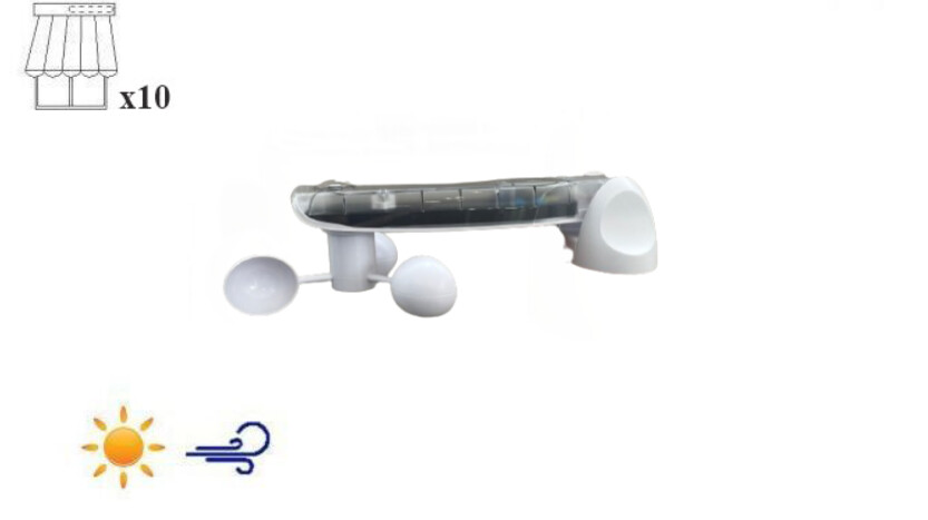 Anemometro bidirezionale SOLE e VENTO con pannello solare (DD118B solo per motori radio)