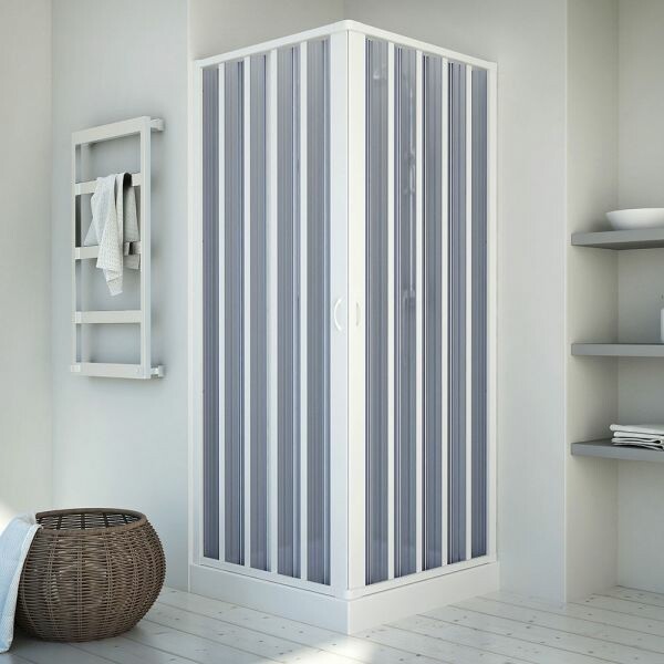 Scheda Box doccia a soffietto in PVC 2 lati apertura angolare reversibile realizzato su misura