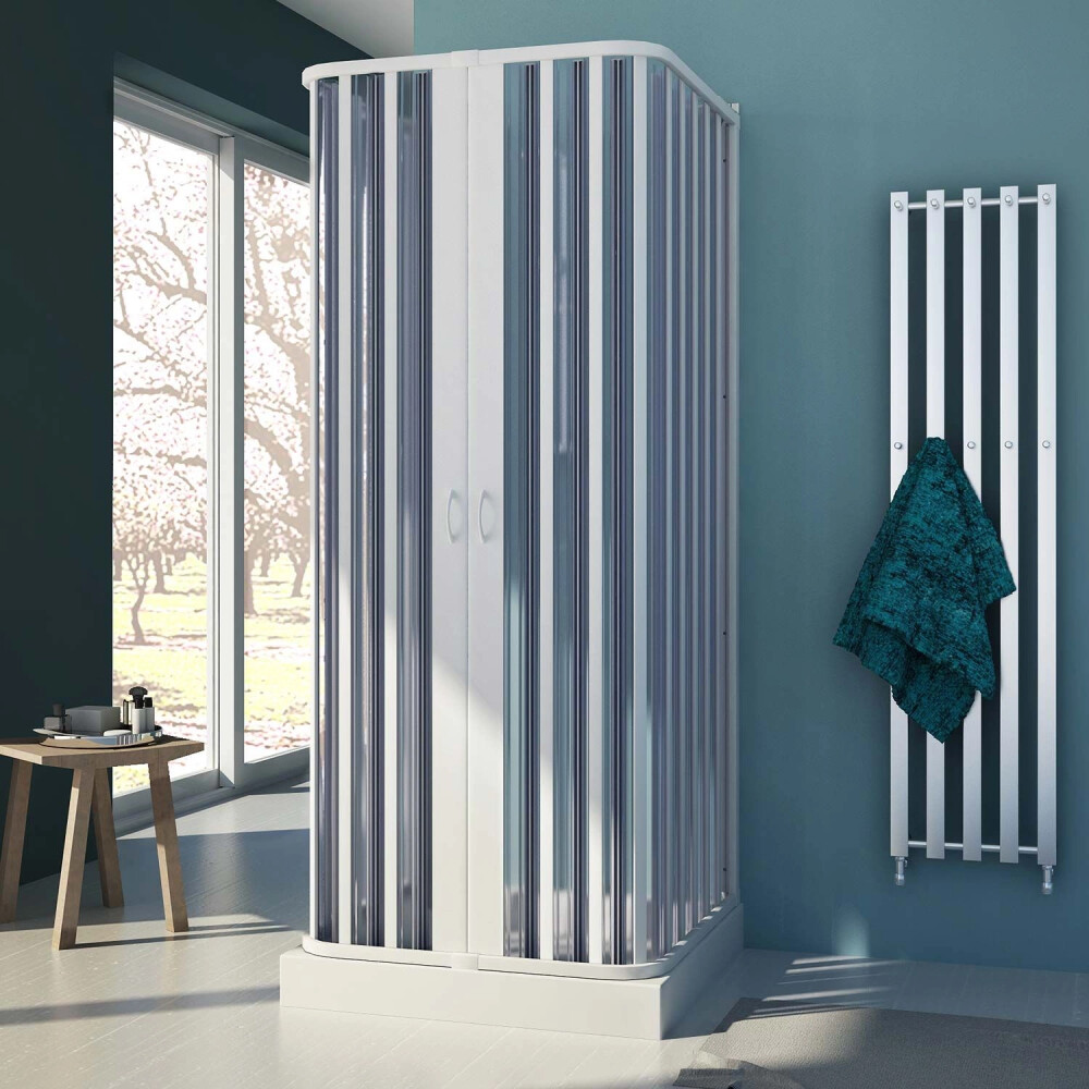 Scheda Box doccia a soffietto in PVC 3 lati, apertura centrale (doppia anta) - Realizzato su misura