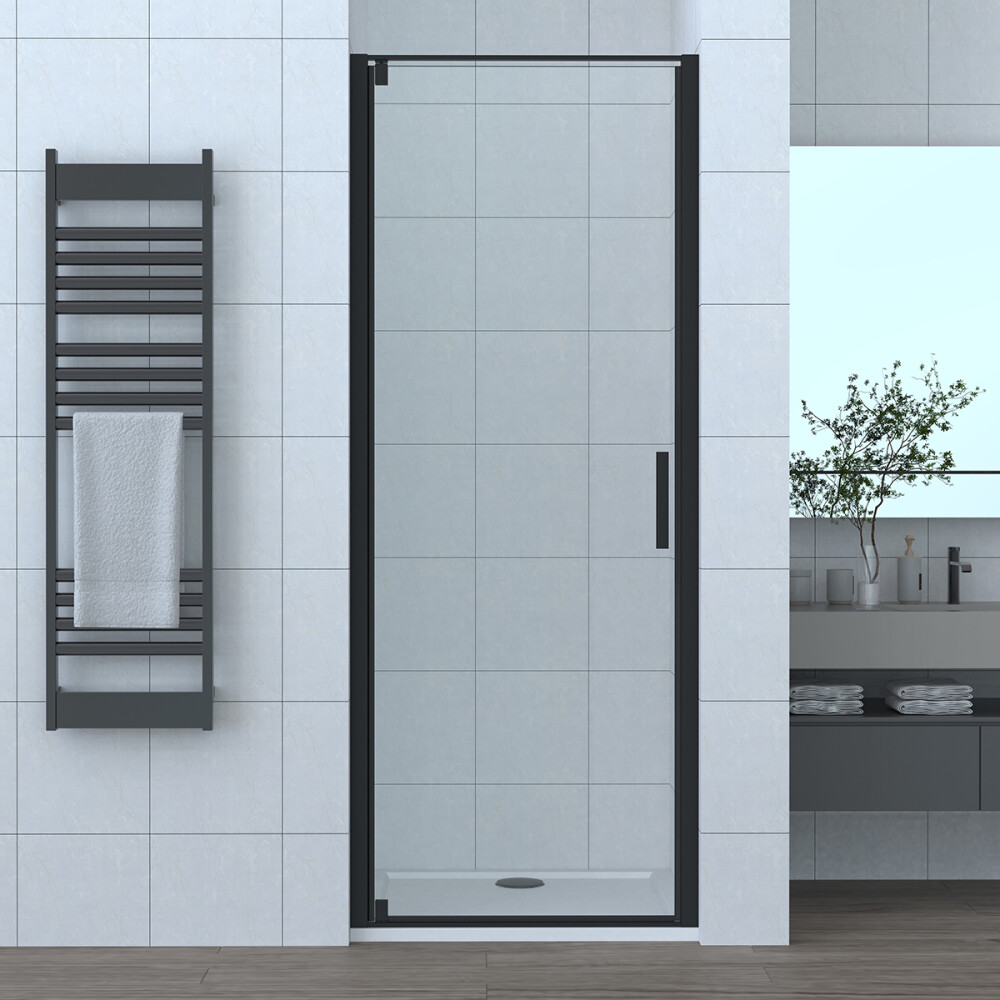 Scheda Box Doccia in Nicchia Porta Battente Cristallo 6 MM Trasparente Profilo Nero Opaco