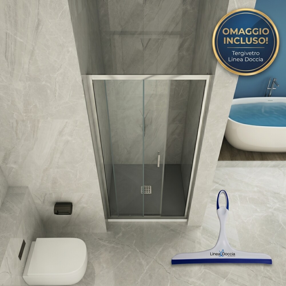 Scheda Box Doccia in Cristallo 6 mm Trasparente 1 Lato - Porta Doccia Scorrevole - Reversibile