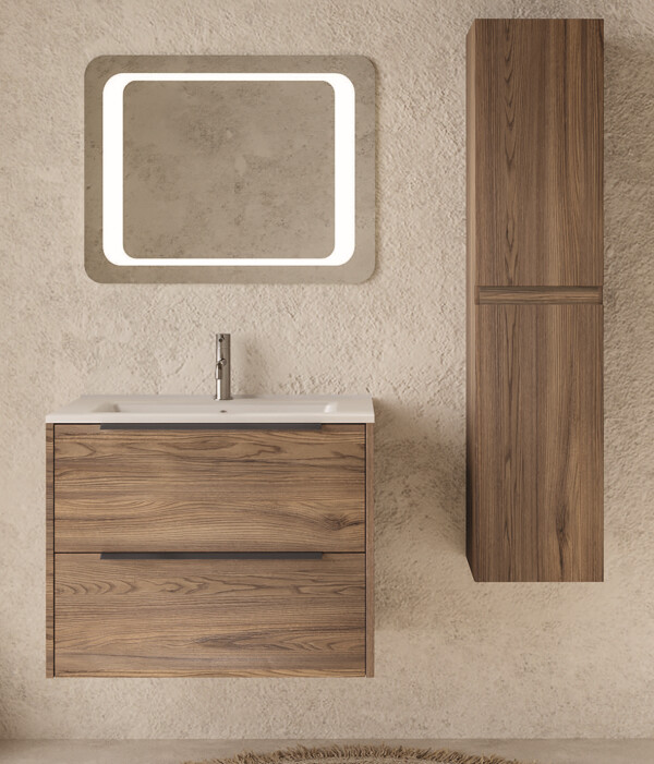 Mobile Bagno effetto Legno con Specchio Led Boskea