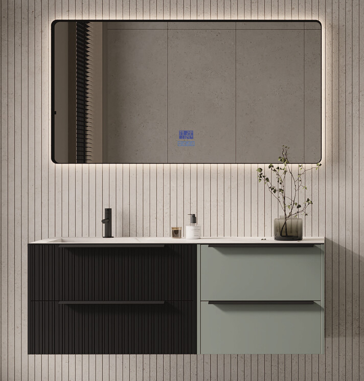 Mobile bagno Sospeso con Top effetto Marmo e Specchio Led Nativa