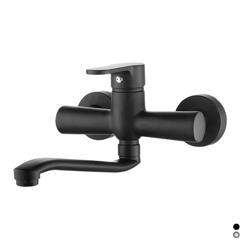 Miscelatore Monocomando Lavello a Muro Serie Paco Nero Opaco