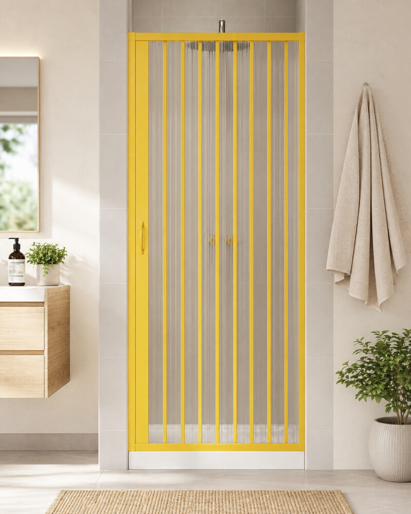 Scheda Box Porta Nicchia Doccia 1 Lato Apertura Laterale Reversibile Colore Giallo